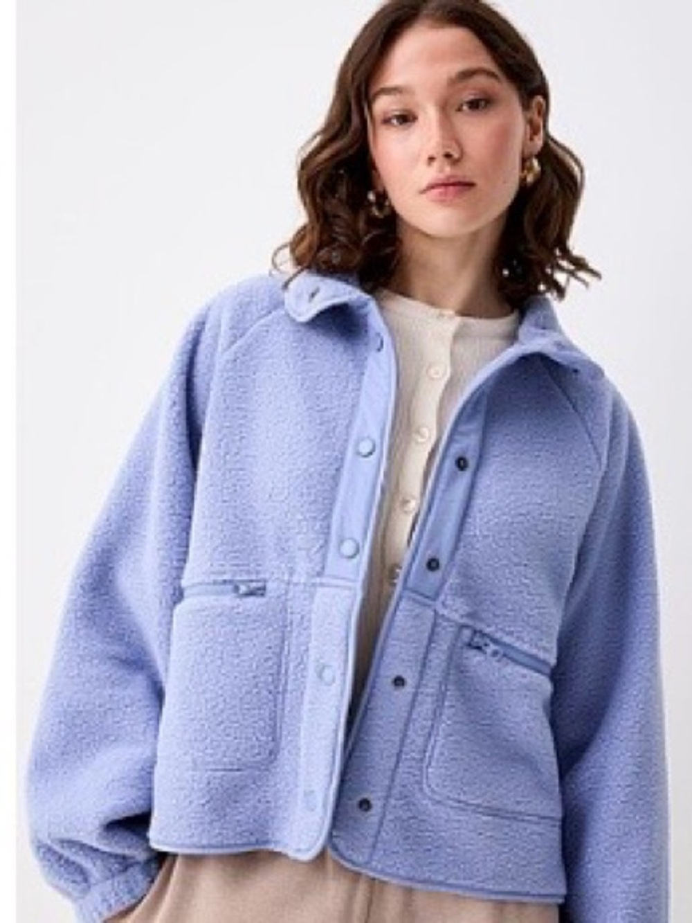 twik Lavender Sherpa Snap-Front Jacket